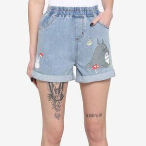 HOT TOPIC Studio Ghibli My Neighbor Totoro Elastic High-Waisted Denim Shorts
